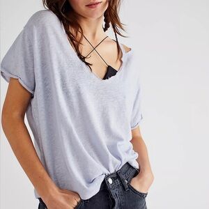 NEW Free Prople Over U Tee Blue Moon Sz XS